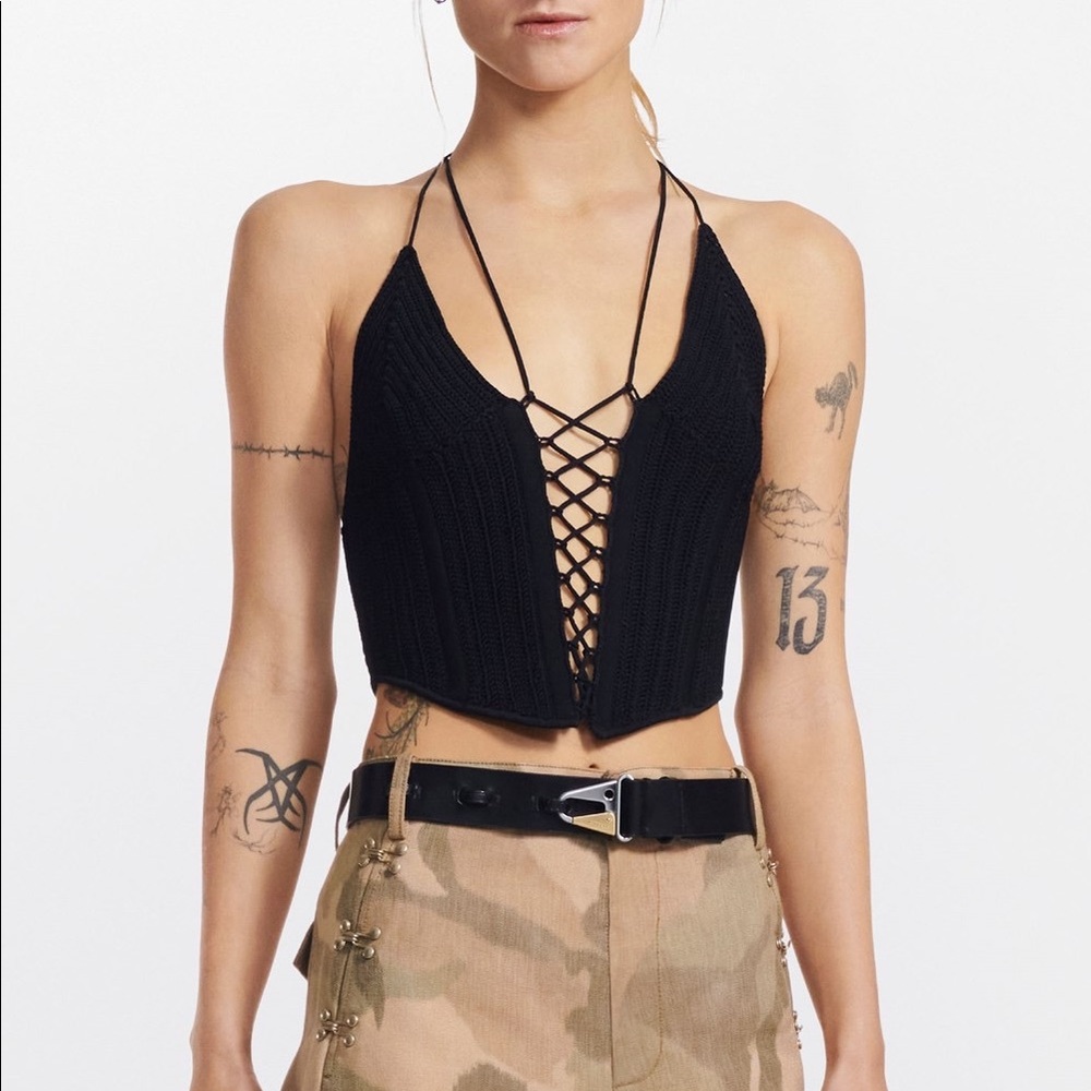 Size Small Dion Lee crochet top as seen on Euphoria